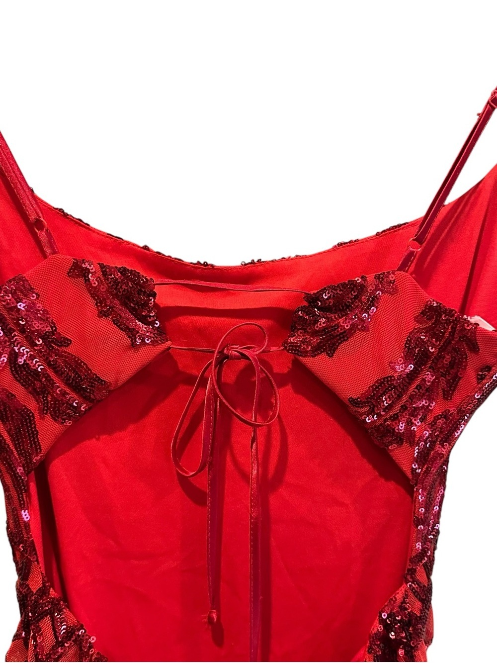 B.Darlin Red Sequin Dress Adjustable Spaghetti Straps Size 5/6 - Picture 8 of 13